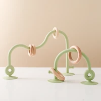 Kids Wood Ring Soft BPA Free Silicone Teether Toy Infant Teething Chewing Toy Baby Accessories Newborn Photography Baby Toys 3