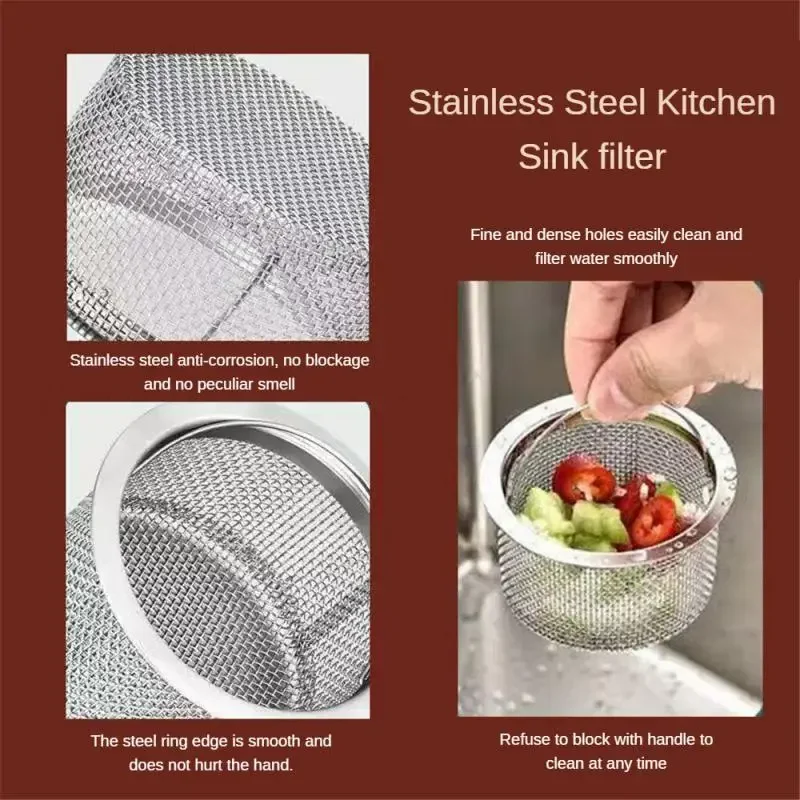 Kitchen Sink Stainless Steel Filter Sewer Mesh Strainers Disposable Sink Filter Mesh Bags Bathroom Floor Drain Hair Waste