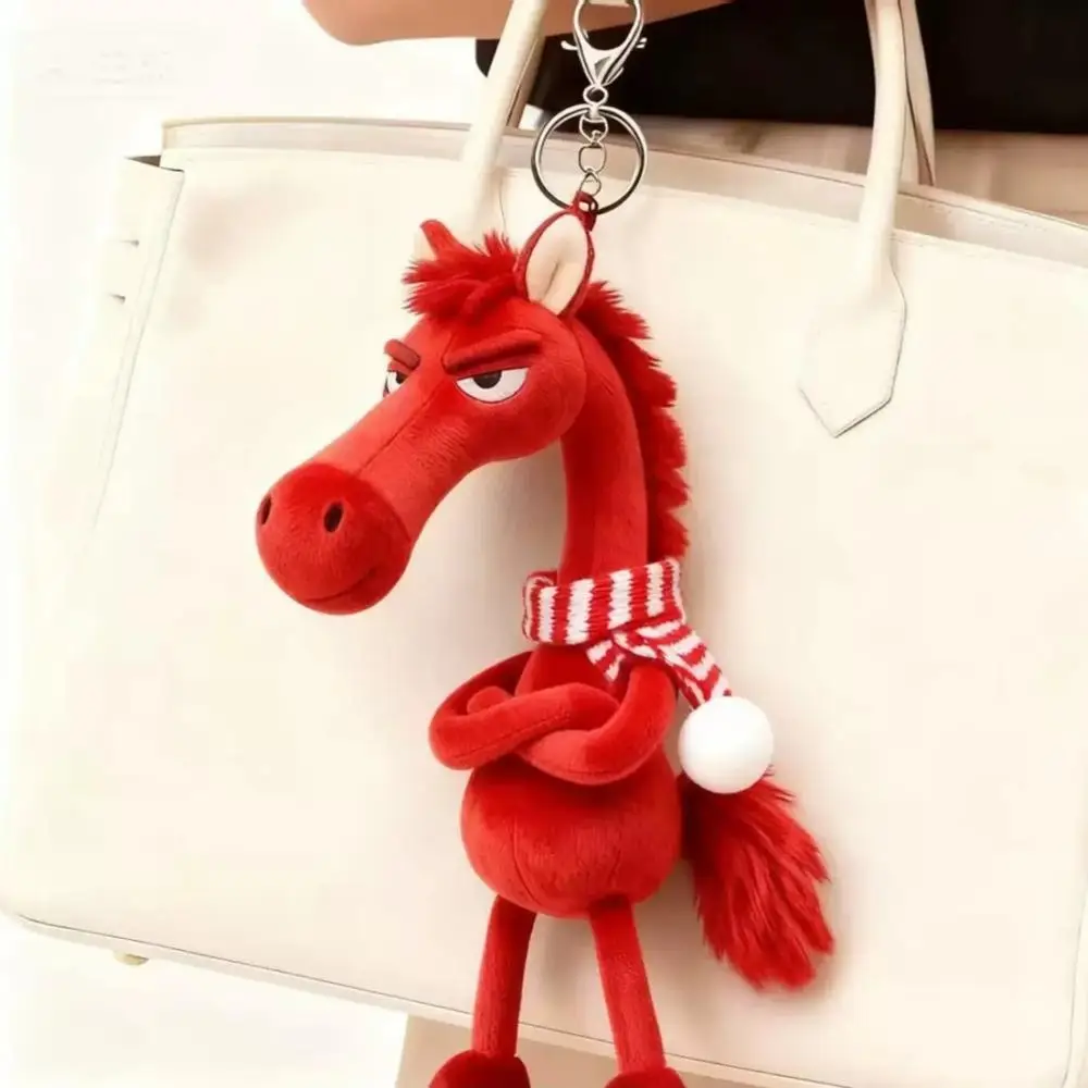 Elegant Black Plush Horse Keychain - High-Quality Equestrian Accessory
