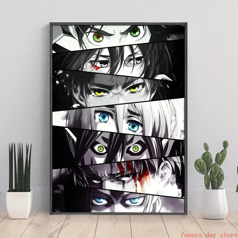 Meu herói academia demônio slayer olho anime personagem poster caçador x  hunter olhos jujutsu kaisen pintura em tela quarto menino decoração da sua  casa - AliExpress