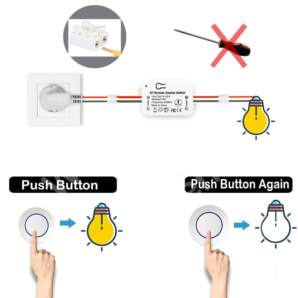 Acegoo Wireless Wall Switch, Self-powered Remote Light Switch (Switch