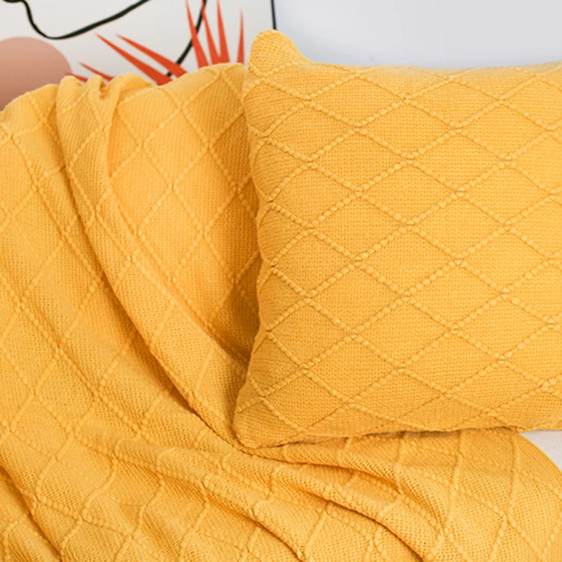 Nordic Knitted Shawl Sofa Blanket with Tassels Scarf Sofa Emulation Fleece Throw Blanket TV Blankets Bed End Decor Drop Ship 6