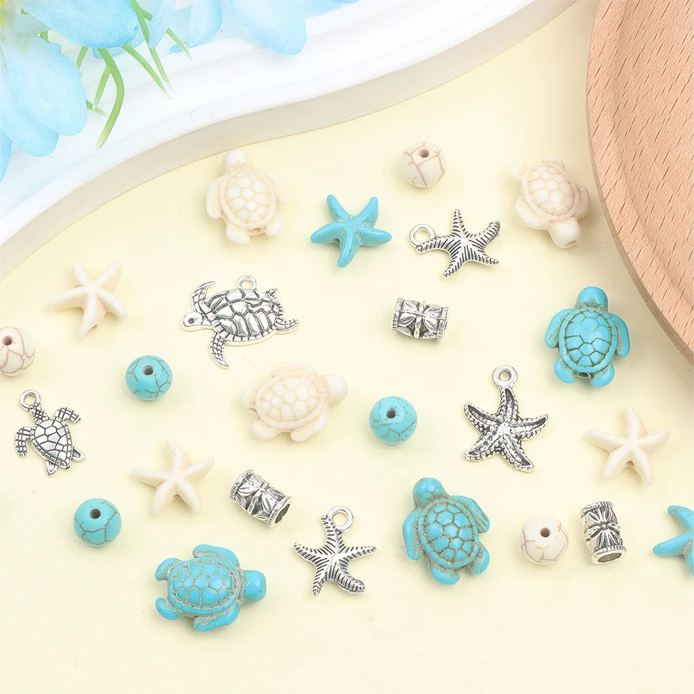 12/311/426/647pcs 멀티 컬러 청록색 거북이 시리즈 쥬얼리 만들기 키트는 DIY 팔찌, 목걸이, 쥬얼리 만들기에 사용할 수 있습니다.