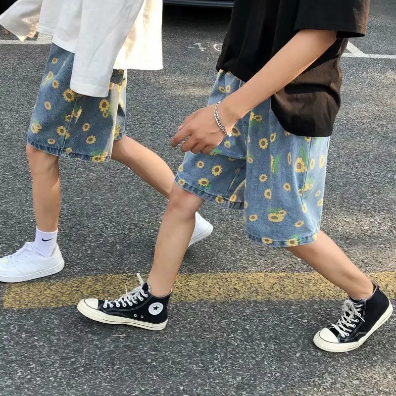Little Daisy Denim Shorts Summer Internet Celebrity Ins Super Hot Five-Fifth Pants Wear Loose Casual Beach Pants Trendy Brand