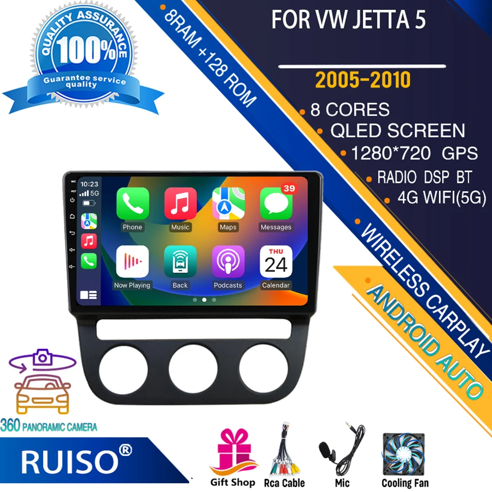 

RUISO Android touch screen car dvd player For Volkswagen Jetta 5 2005 - 2010 car radio stereo navigation monitor 4G GPS Wifi