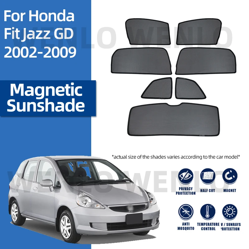 For Honda Fit Jazz GD 2002-2009 Magnetic Car Sunshade Shield Front Windshield Curtain Window Uv Protection Sun Shade Visor Blind