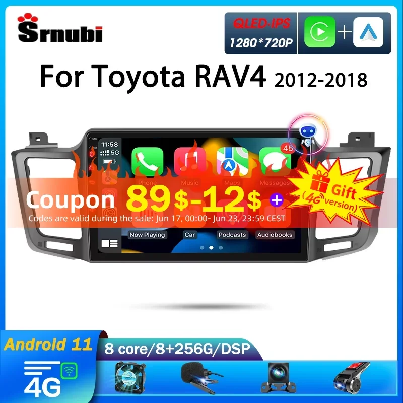 

For Toyota RAV4 2012-2018 Android 11 Car Radio Multimidia Video 4G Navigation 2Din Head Unit Accessories Stereo Speakers Carplay
