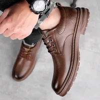 Business Casual Low-top Genuine Leather Shoes Men Spring Autumn New Designer British Style Retro Platform Shoes Loafers Men 2