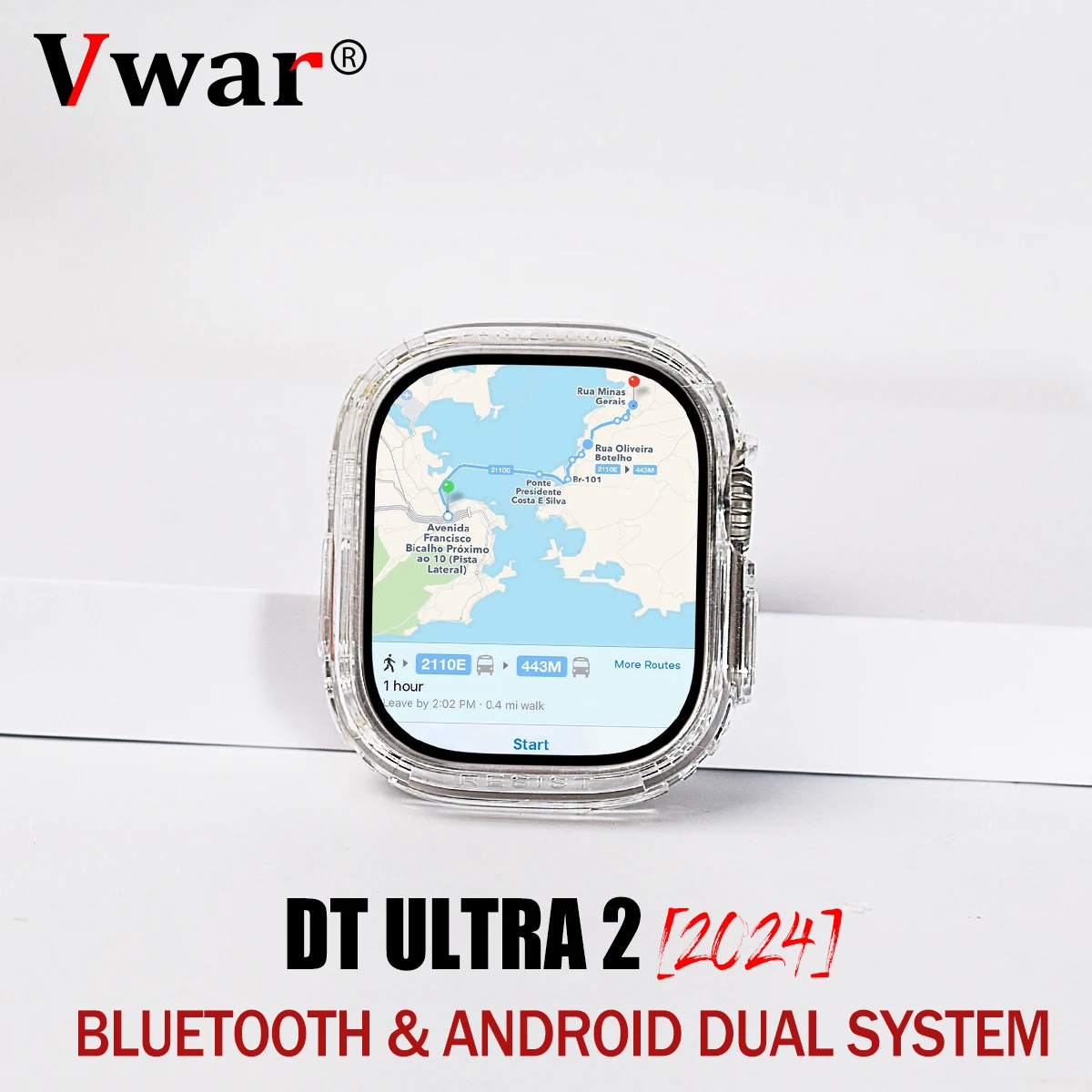 VWAR DT 울트라 2 스마트 워치, 안드로이드 시스템, 블루투스 듀얼 시스템, 구글 플레이, GPS, 와이파이, 16GB ROM, 49mm, 2024 버전