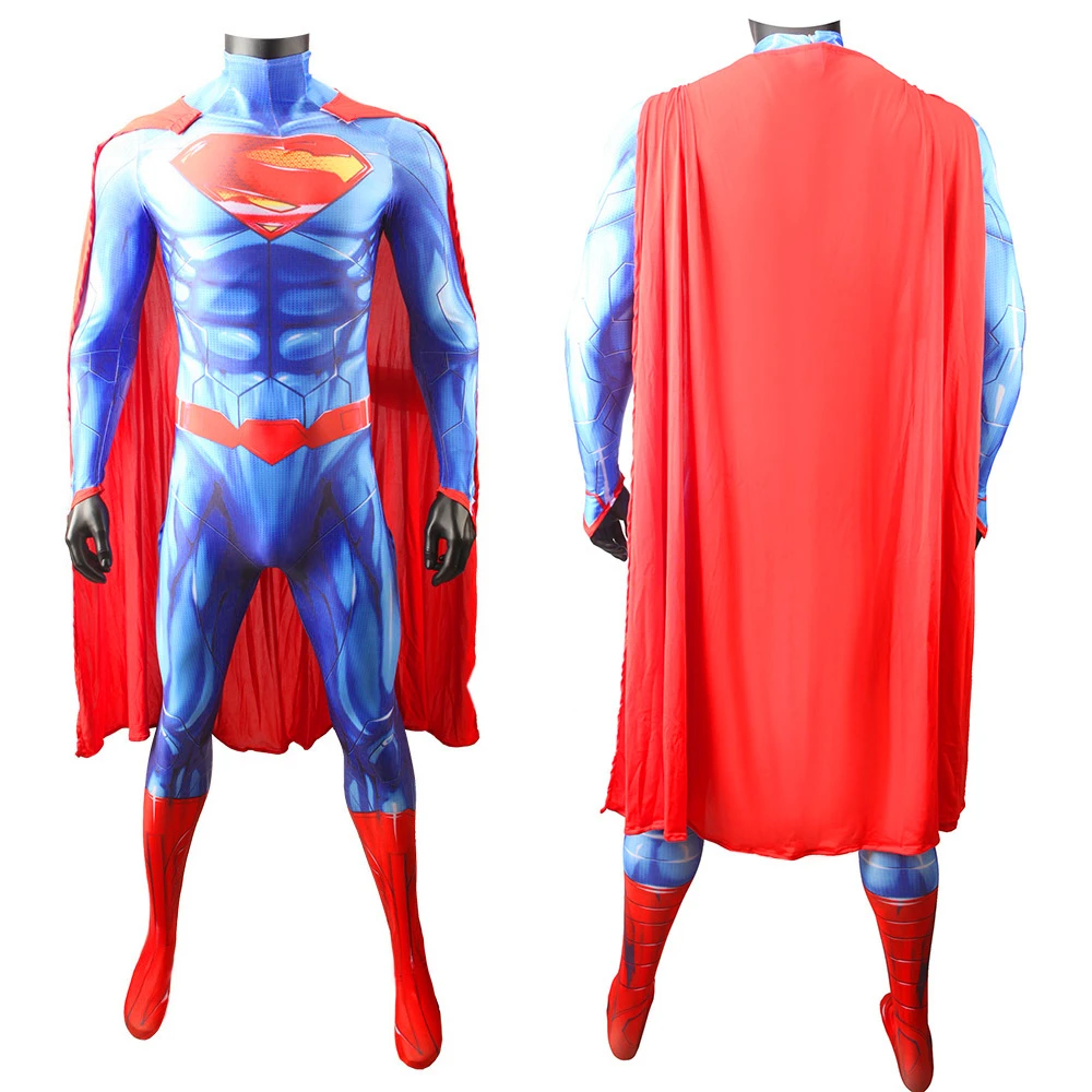 DC-Inspired Superman: Man of Steel Spandex Bodysuit Cosplay Costume for Adults and Kids