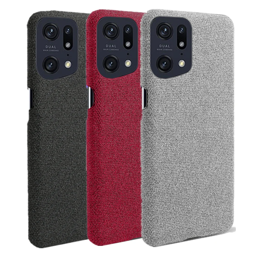Caso Per Oppo Find X5 Pro Cloth Antislittamento Coque Funda Per Oppo Find X 5 X5Pro Findx5 Pro 5G Slim Retro Cloth Hard Pc Phone Cover