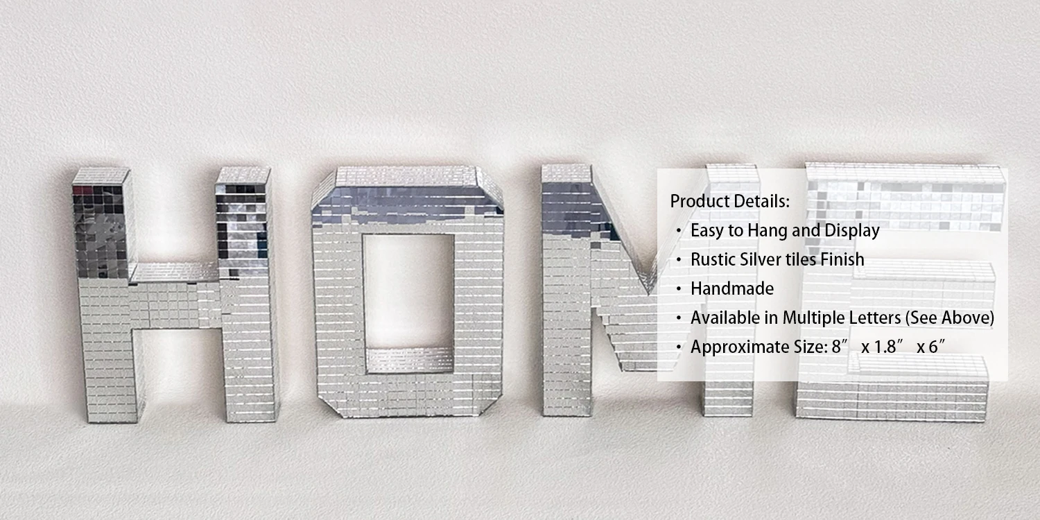Description Picture 3 of item8 Inch Mirror Letter Number Wall Decor Wedding Letters Sign Board Funny Home Decoration Disco Letters Number Decor Wall Art