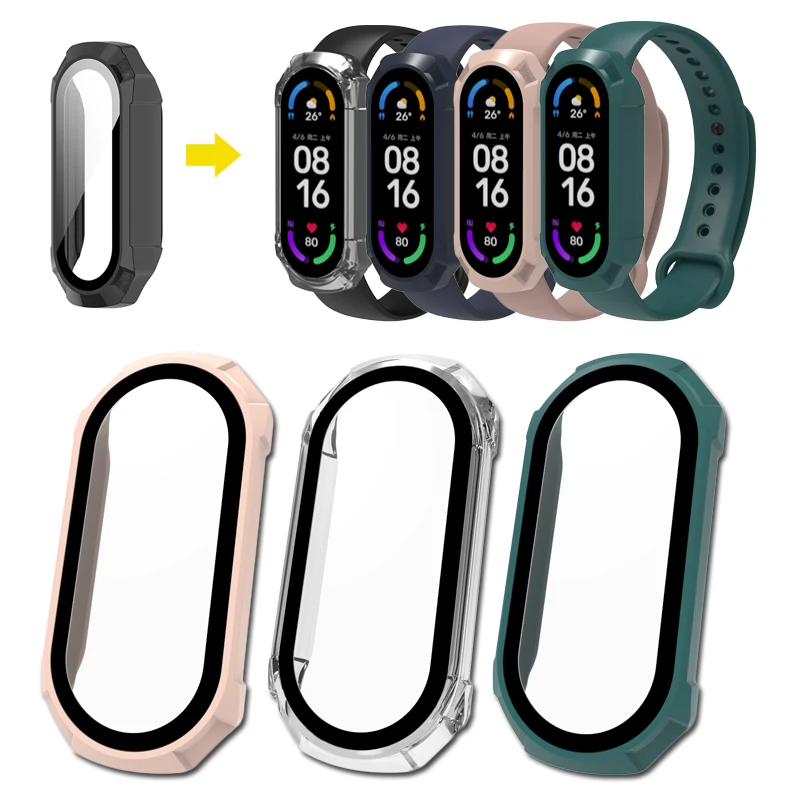 

Защитный чехол 10D для Xiaomi Mi Band 7 7NFC, протектор экрана из закаленного стекла, жесткий бампер из поликарбоната для Miband7 2022