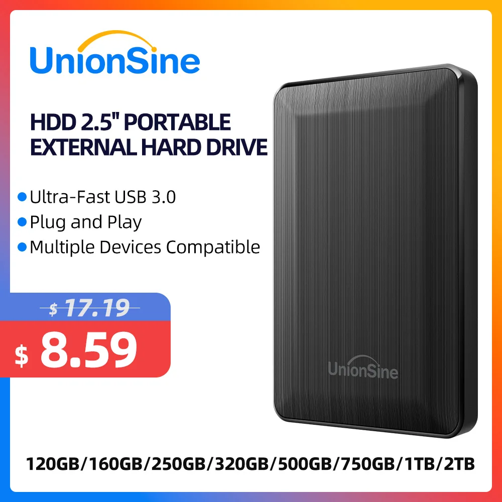 Unionsine Hdd 2.5 "Disco Rigido Esterno Portatile 250Gb/320Gb/500Gb/1Tb Archiviazione Usb3.0 Compatibile Per Pc, Mac,Ps4,Desktop,Macbook