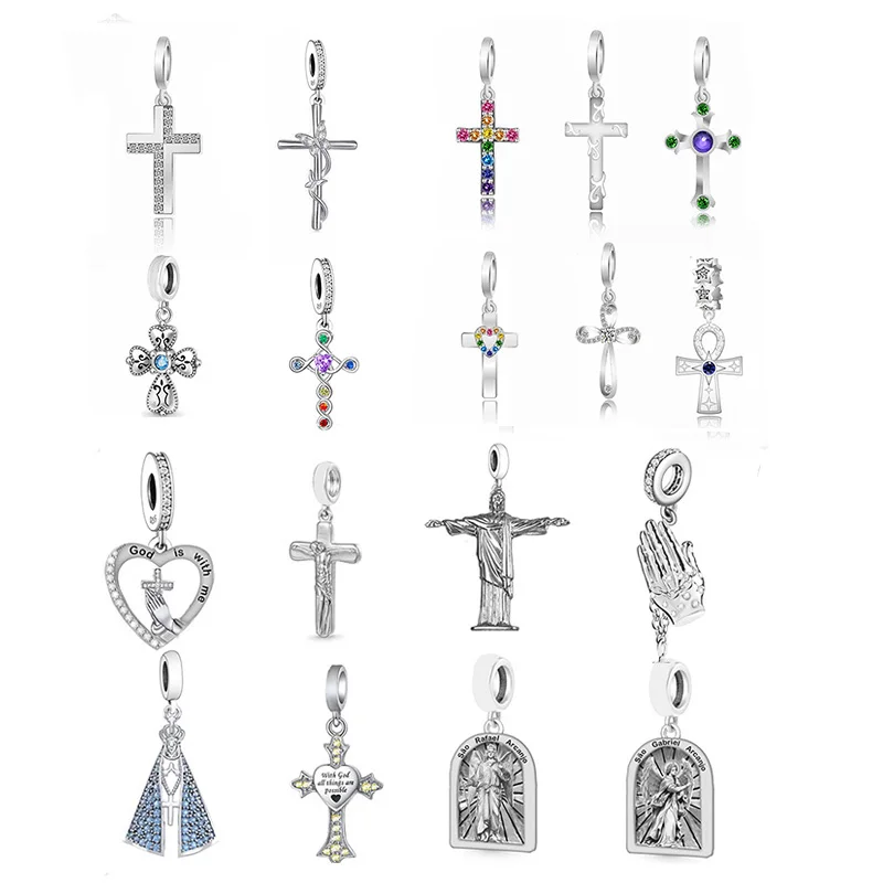 

Fit Original Pan Charms Bracelet 925 Silver Our Lady of Aparecida Bead For Making Virgin Mary Brazilian Catholics Berloque DIY