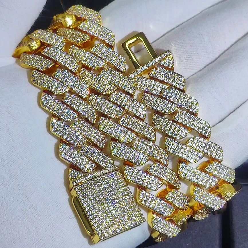 20mm Cuban Link Chain for Men Iced Out Choker Necklace Prong Setting Cubic Zirconia Big Heavy Chunky Hip Hop Jewelry