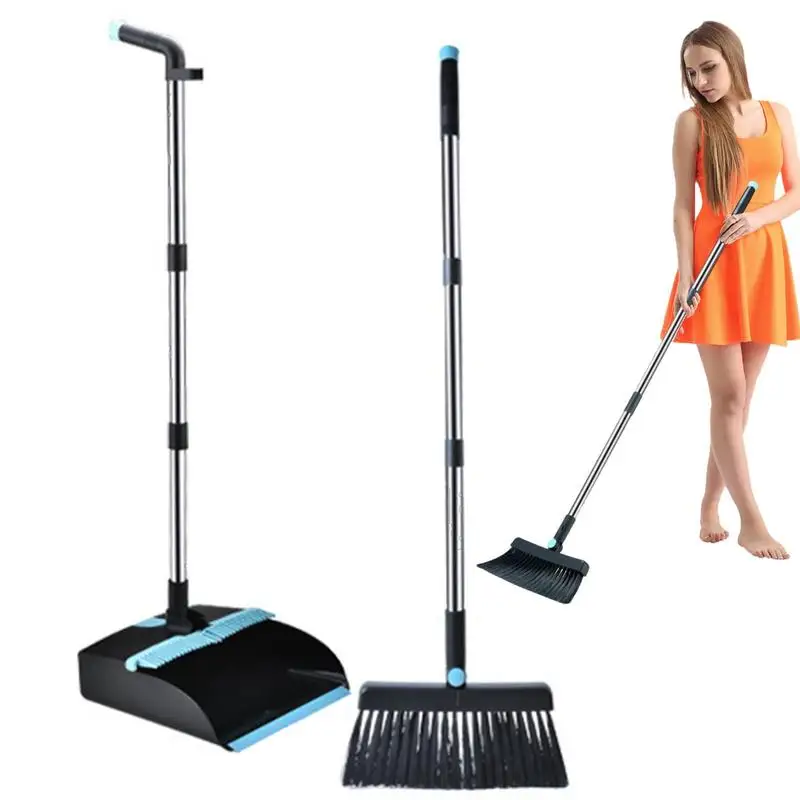 

Broom And Dustpan Set Broom Lengthen Household Floor Cleaning Extendable Suit Multifunction Squeegee Wiper For Bathroom Garage