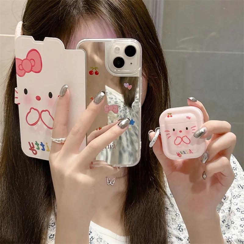 

Powder blusher Kitty For Apple AirPods 1 2 pro Bluetooth Headphone Cover 3rd Generation Silicone Soft Cover Protective Case