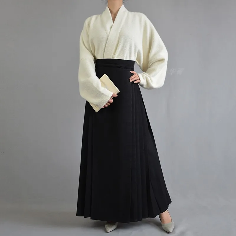 

Hanfu Vintage Horse Face Pony Skirt Women Chinese Traditional Ming Dynasty Women Fashion Cardigan Shirt Daily Pleats Skirt MaMia