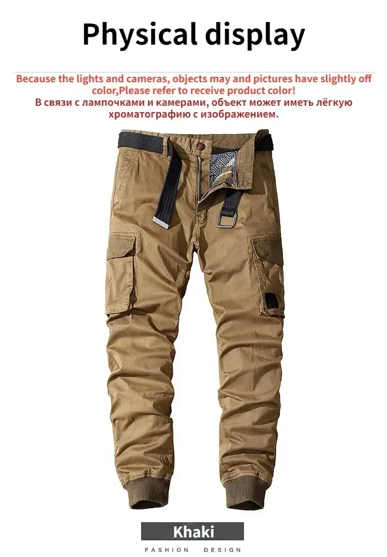 Description Picture 5 of itemNew Men's Cargo Pants Casual Multi-pocket Military Tactical Pant Cotton Running Long Trousers Male Spring Autumn Outdoor Trouser