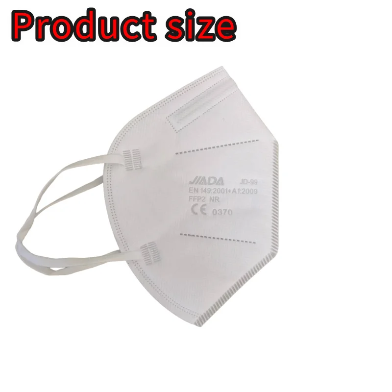 Lot de 50 masques FFP2 NR 5 couches certifiés CE UE pour adulte, empilés sur fond blanc