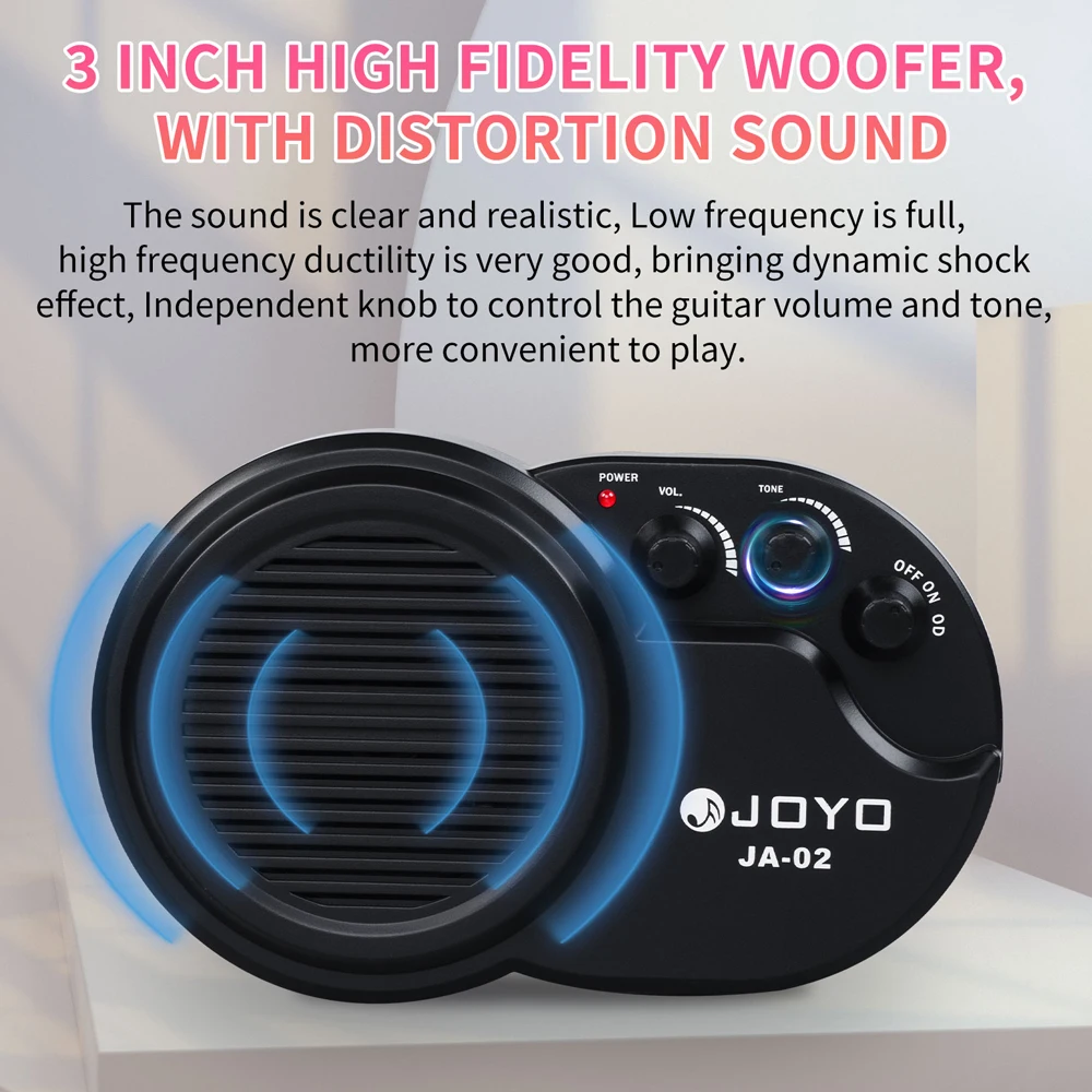 JA-02 Portable 3W Guitar Amplifier Volume & Tone Adjustment 3.5mm Headphone Jack