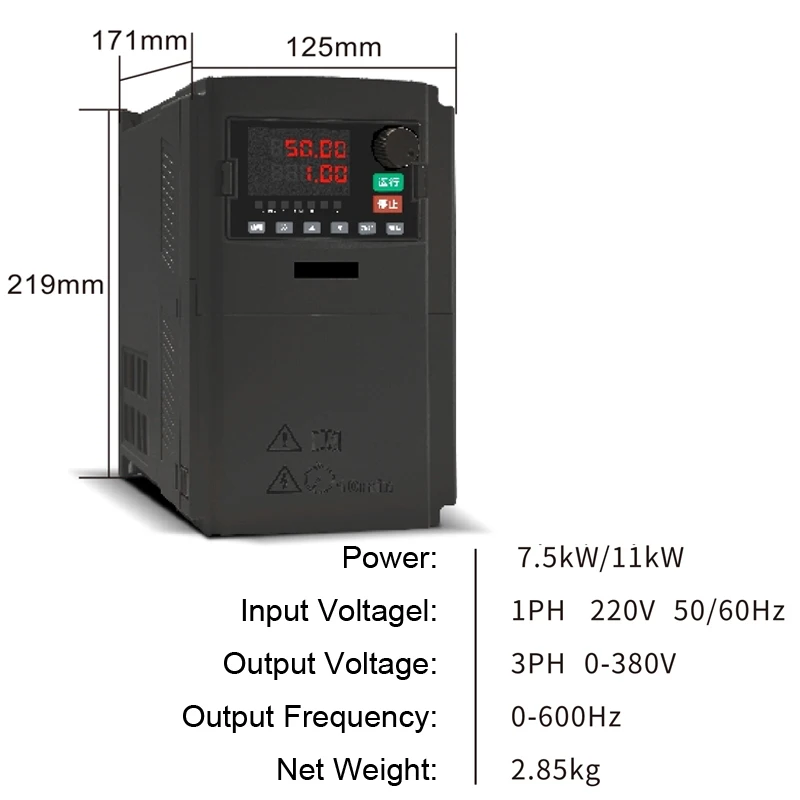 300 시리즈 S3 VFD 벡터 인버터 1상 220V 입력 3상 380V 출력 0.75-11KW 0-600Hz 센서리스 벡터 제어 MPPT RS485