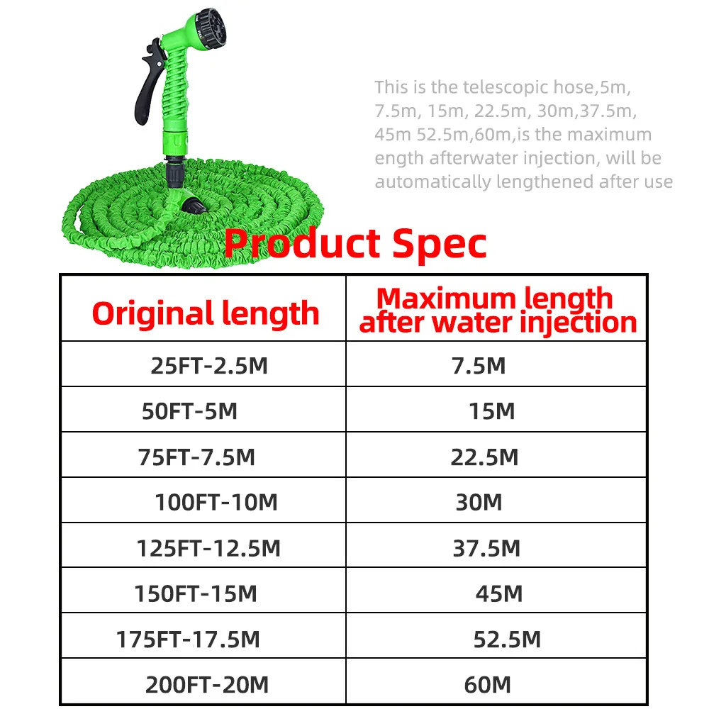 Expandable Water Gun Hose Kit 25-200FT Magic PVC Reel Pipe with 7 Spraying Mode Water Gun for Garden Farm Irrigation Car Wash garden hose,expandable magic hose,water gun,expandable water hose,water hose,expandable hose