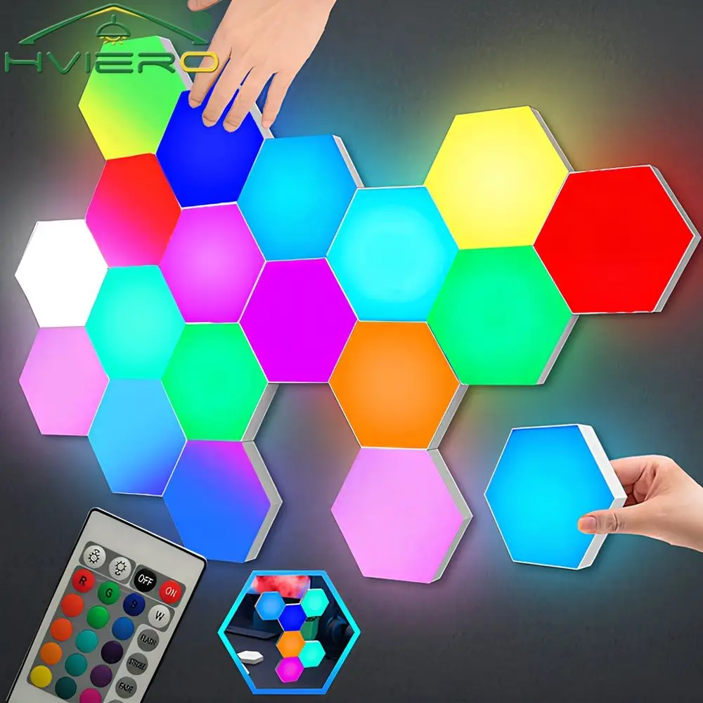 Wall Lamp LED RGB Quantum Hexagon Touch Sensor DC 5V Honeycomb Light Colorful Modular Control Night For Room Bedroom Decoration