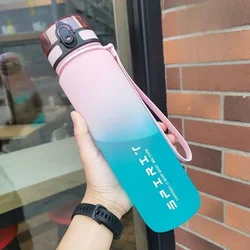 Colorful Leak-Proof Sports Water Bottle for Outdoor and Fitness Activities (Pink green)