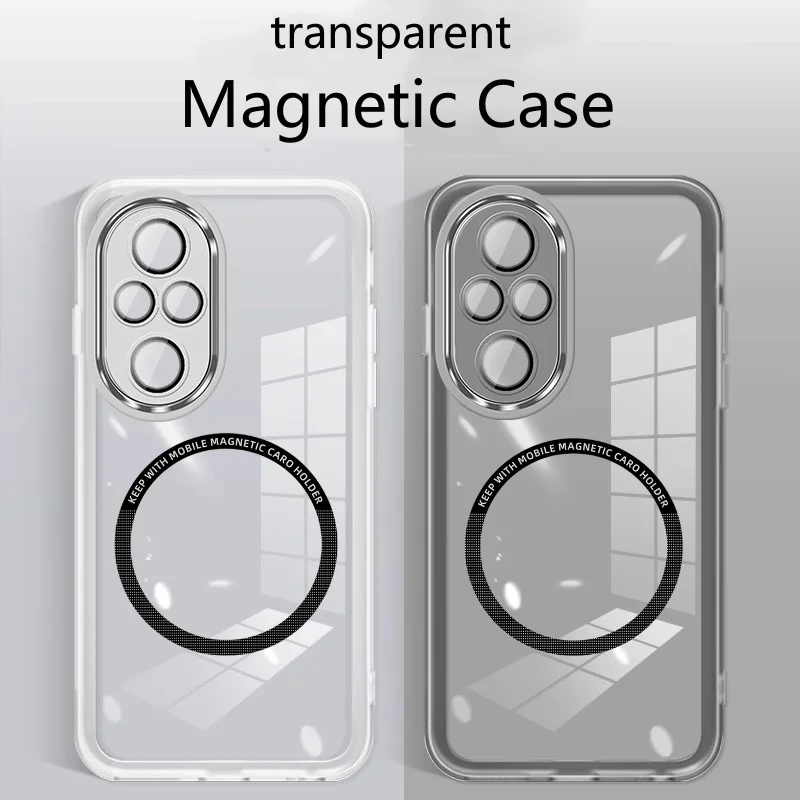 Magnetic Soft Silicone Clear Phone Case with Camera Protection and MagSafe Compatibility