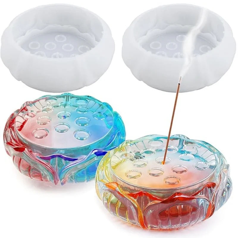 

DIY Crystal Drop Adhesive Epoxy Resin Incense Thread Lotus Mirror Silicone Mold