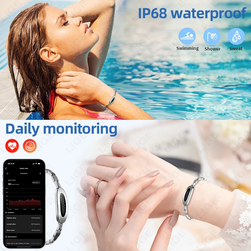LIGE 스마트 워치 앱 GPS 트랙 건강 스마트 팔찌 여성 남성 스포츠 피트니스 방수 심박수 수면 모니터링 손목밴드