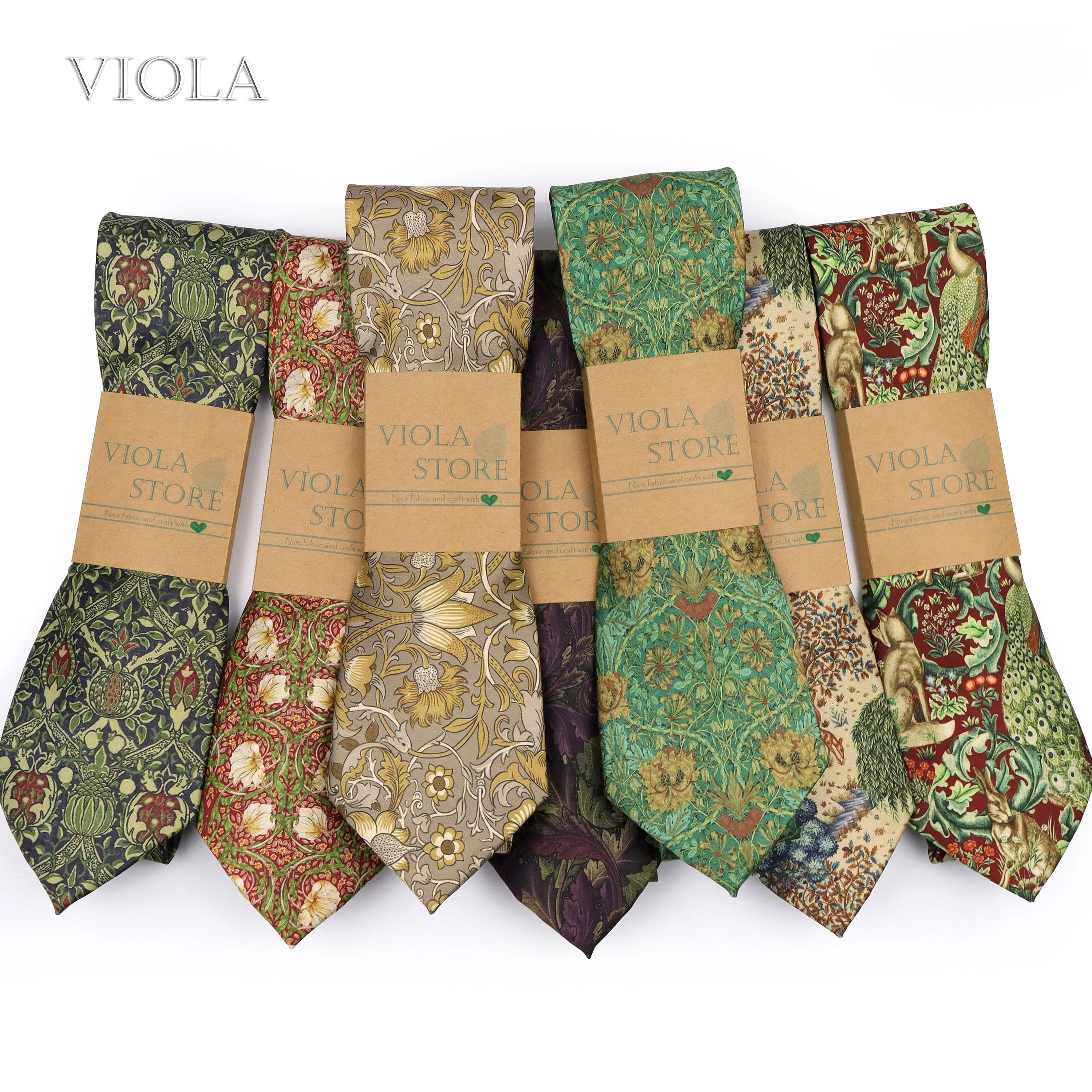 Neck tie vintage floral print khaki necktie 8cm polyester silk touch men daily party banquet suit tuxedo male cravat gift accessory
