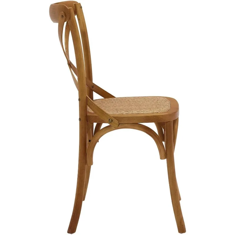 Modway Gear Rustic Modern Farmhouse Elm Wood Rattan Dining Chair in Walnut 4