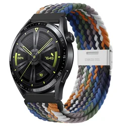 Nylon Watch Strap with Magnetic Buckle and Metal Adjustment Band, 22mm/20mm for 22mm (Cowboy Colorful)
