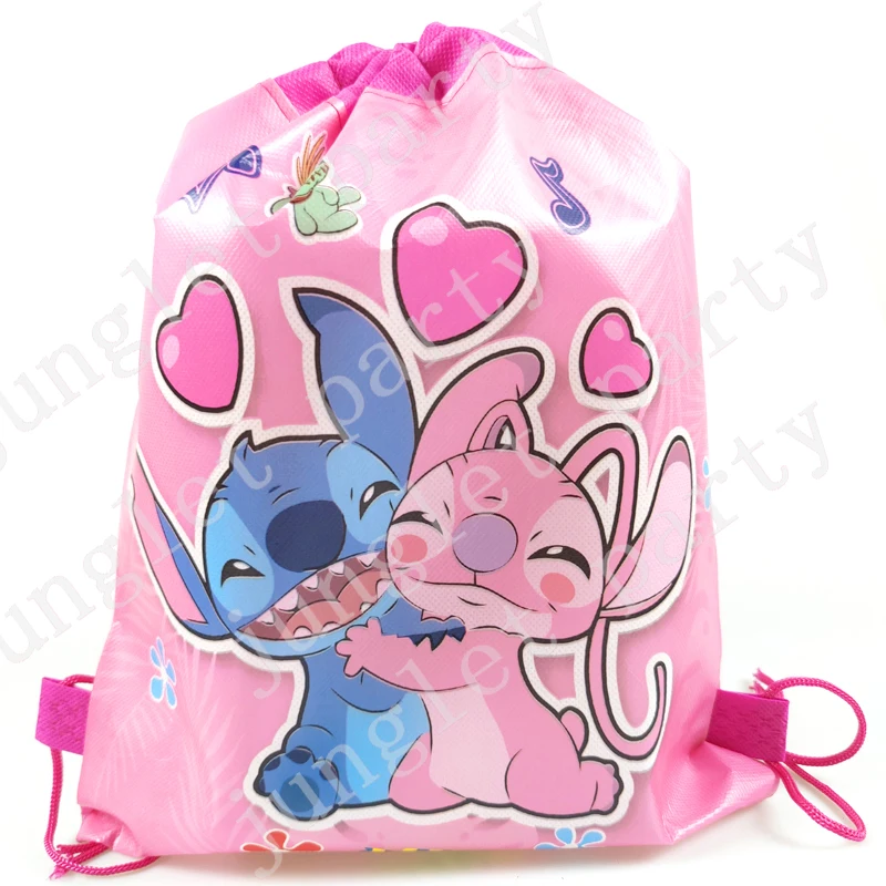 

Disney Pink Stitch Theme Backpack Birthday Party Decorate Non-woven Fabrics Lilo Cartoon Drawstring Gifts Bag 12pcs/lot