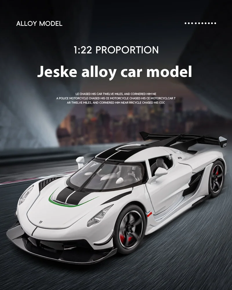 1:22 Koenigsegg Jesko Supercar Soport Racing Car Alloy
