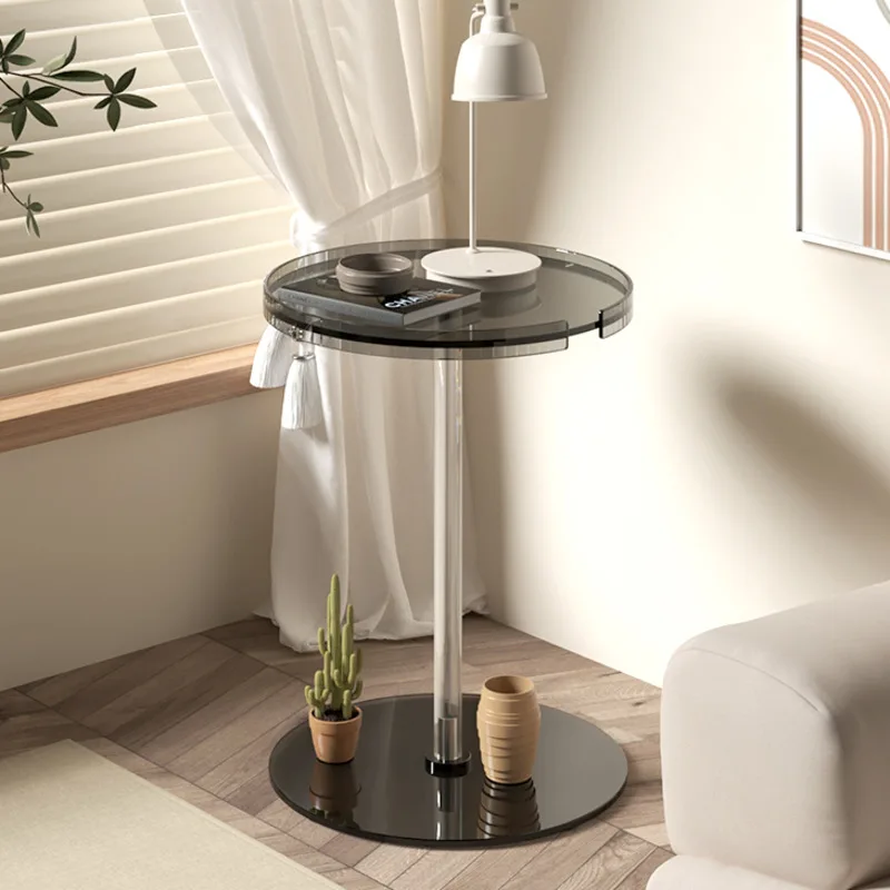 

Artistic Beverage Desk Italian Minimalist Nightstand Modern Contracted Lounge Set Lucite Balcony Circular Stand