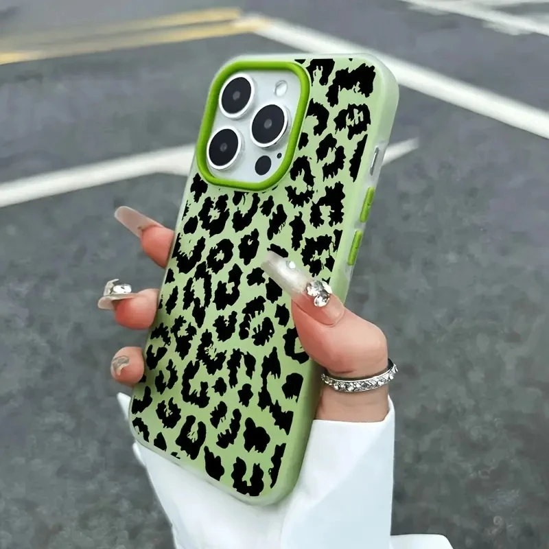 Chic Spotted Black Leopard Print Jelly Phone Case with Air Bumper Cover