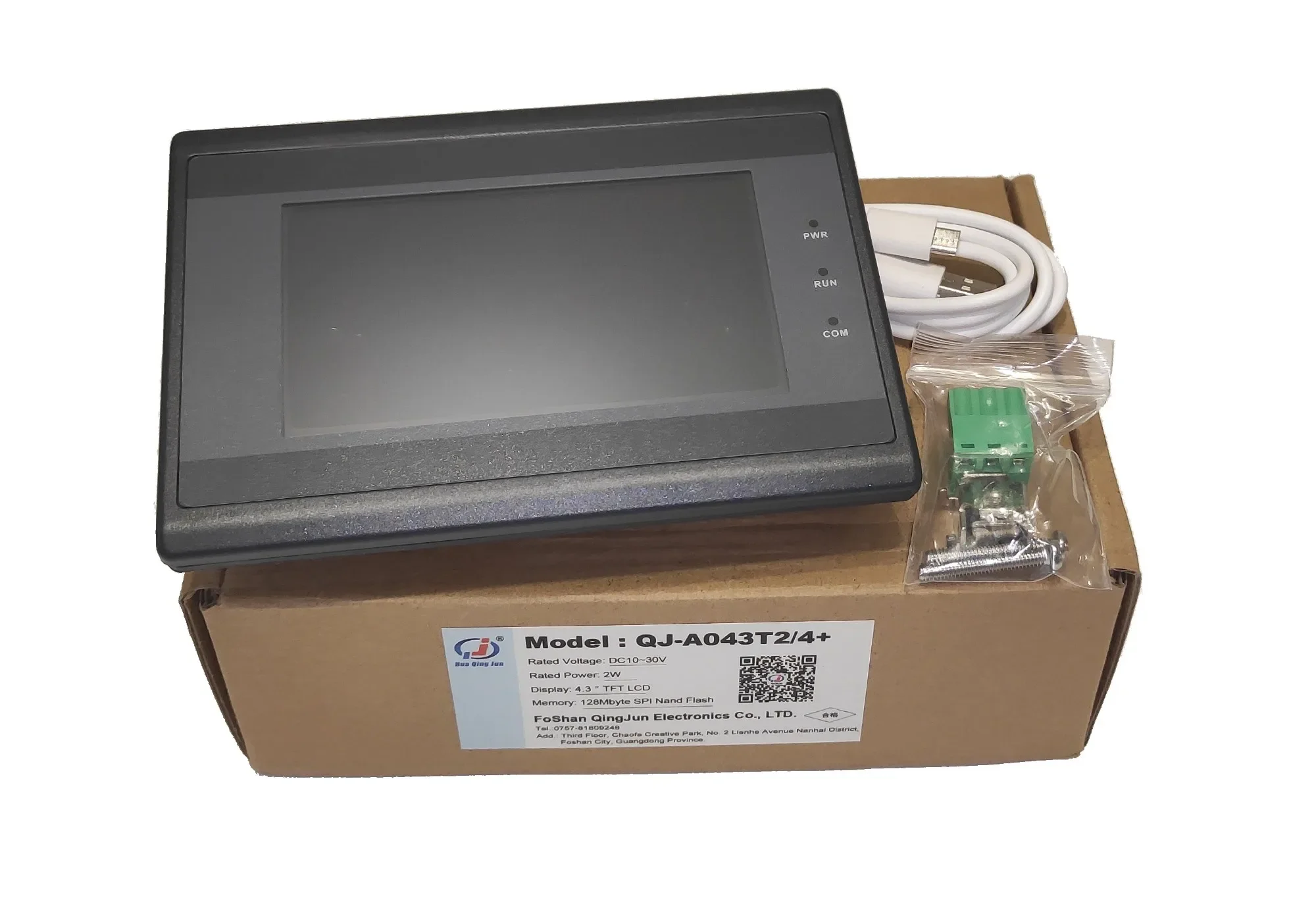 Huaqingjun 4.3 TFT LCD ġũ RS485/232/422  PLC DC10-30V Modbus RTU HMI