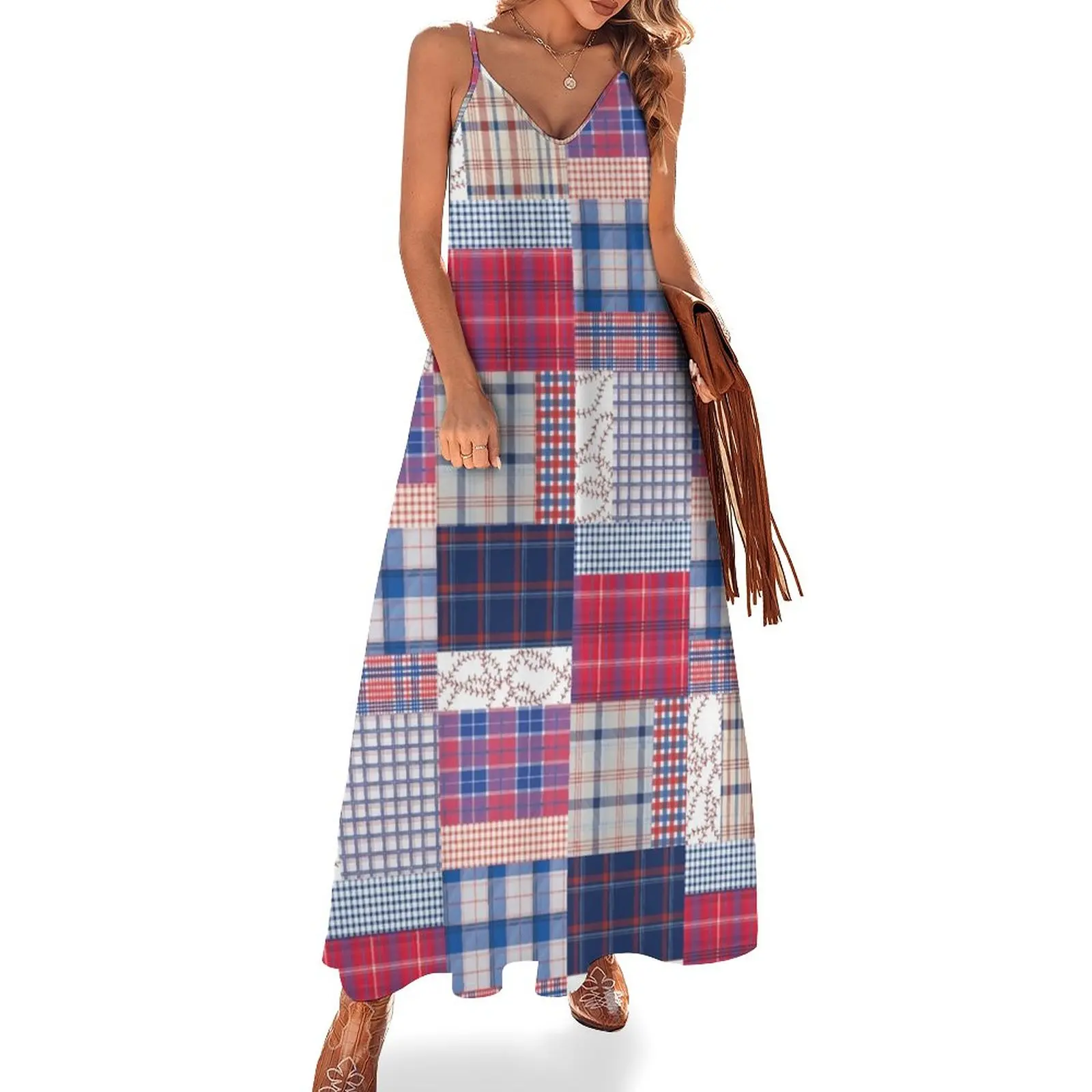 

Baseball Patchwork Sleeveless Dress party dresses women evening dress elegant dress