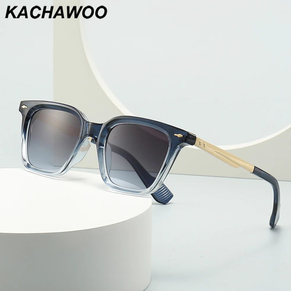 

Kachawoo retro sunglasses for men uv400 semi-metal square frame sun glasses women unisex European style blue green brown travel