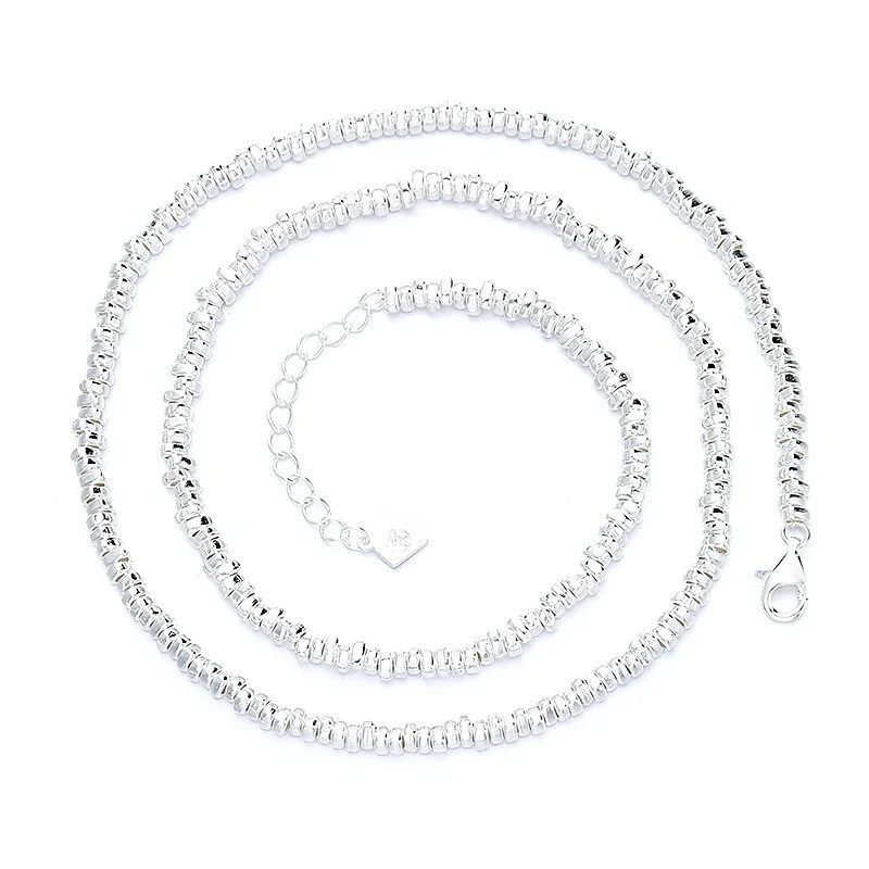 

395FL ZFSILVER Fashion Trend Luxury Simple Lump Circle Silver 925 Necklace Women Charms Party Jewelry Accessories Match-all Gift