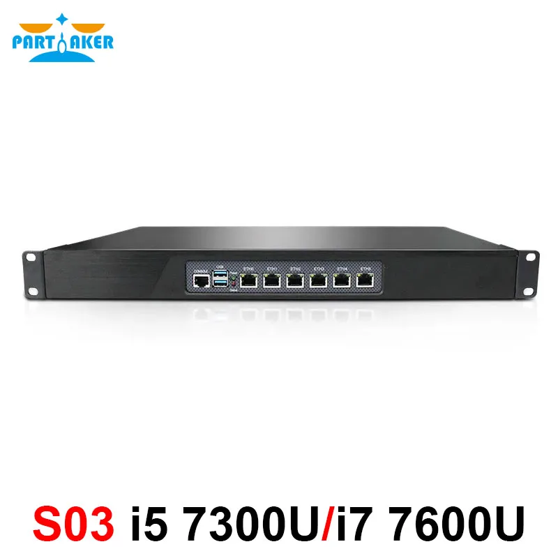 

1U Rackmount Intel i7 7600U i5 7300U Mini PC Firewall Server With 6 Intel I225 I226 NICs Soft Router for pfSense OPNsense AES-NI