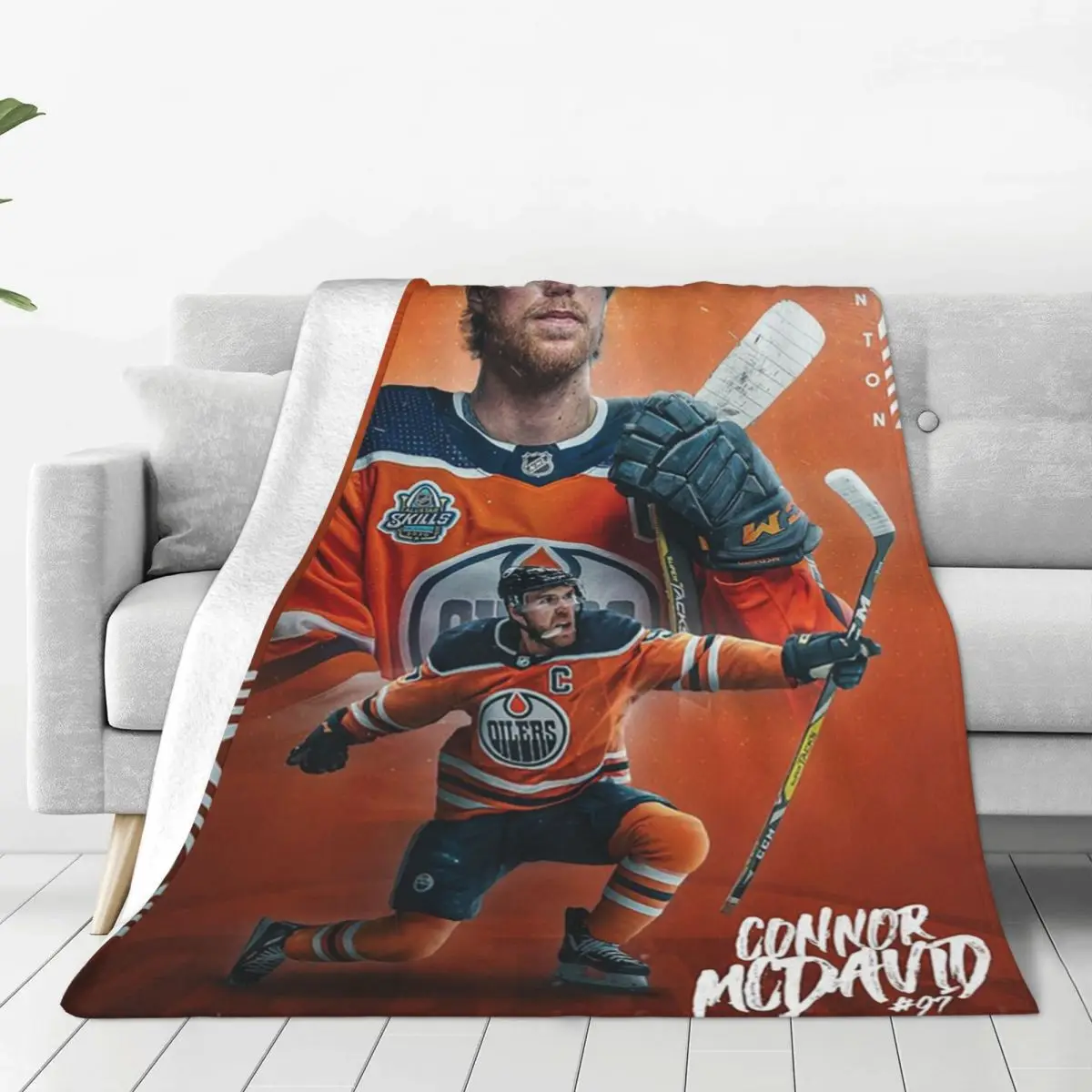 Connor McDavid 97 For Edmonton Oilers Fans Blankets Fleece Lightweight Throw Blanket For Home Bedroom Outdoor Throws Bedspread 2