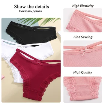 Women's Cotton Briefs Sexy Female Underpants Elasticity Comfortable Underwear Panties Lingerie S-XL Solid Color Intimate S-XL 4