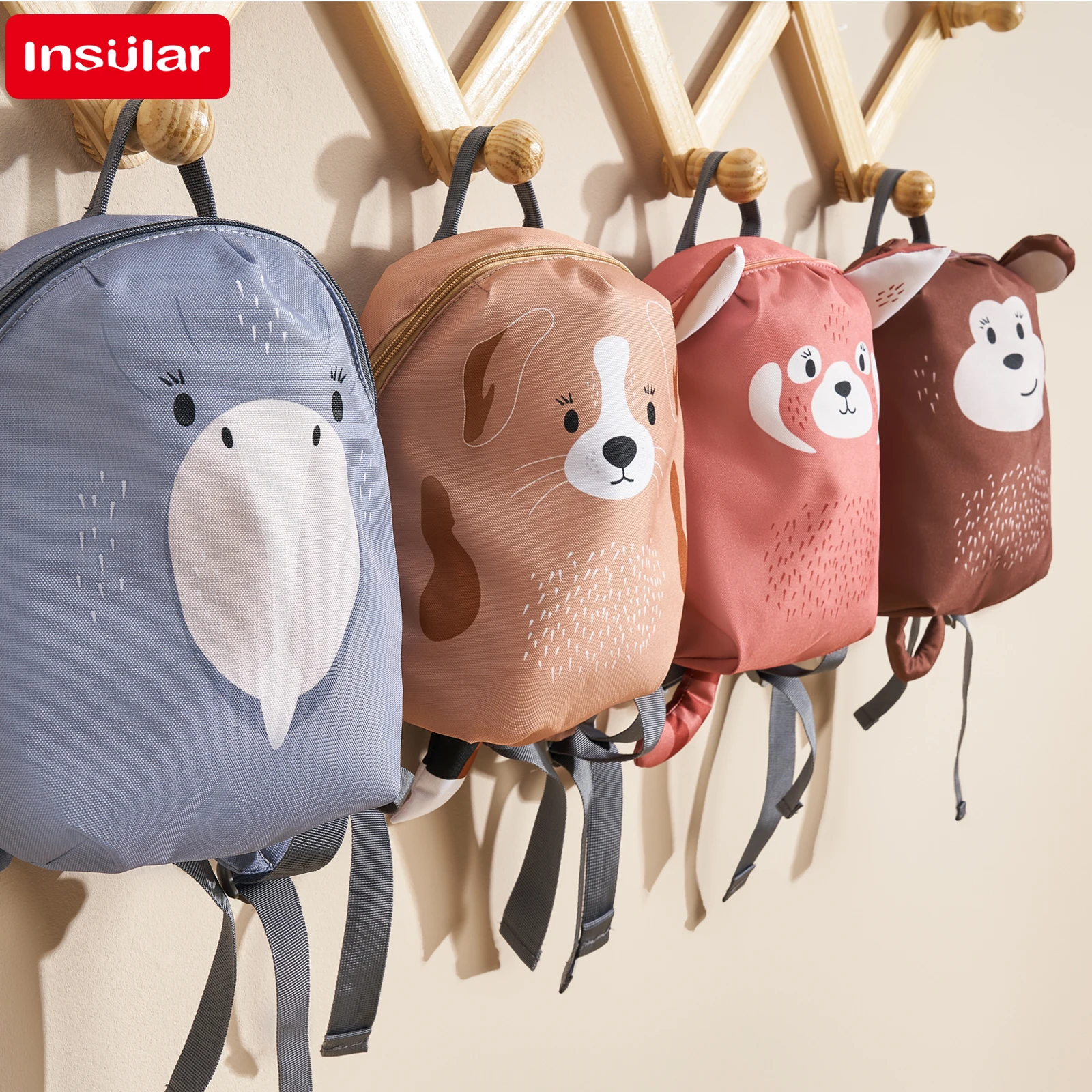 Cartoon Small animals Kids Backpack Parent-child Canvas Backpack Children's Bag Girls Boys Kindergarten School Bag 5