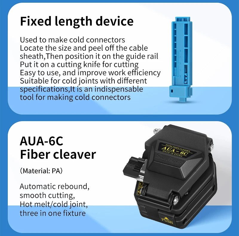 AUA-D7/D5 Optical Power Meter and AUA-6C Fiber Cleaver 15mw Visual Fault Locator