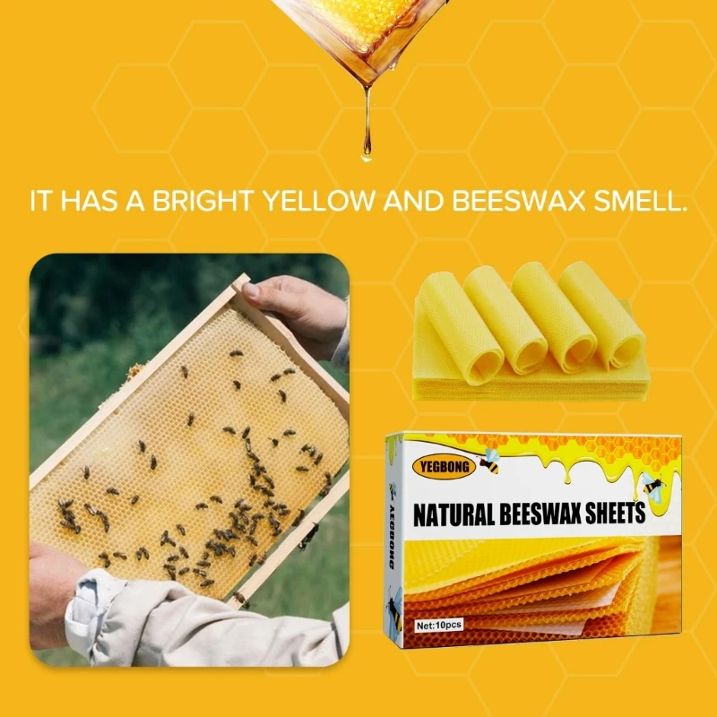 Beekeeping Tools Beeswax Candle Making Kits 10pcs Beeswax Foundation Sheets Beehoney Comb Frame